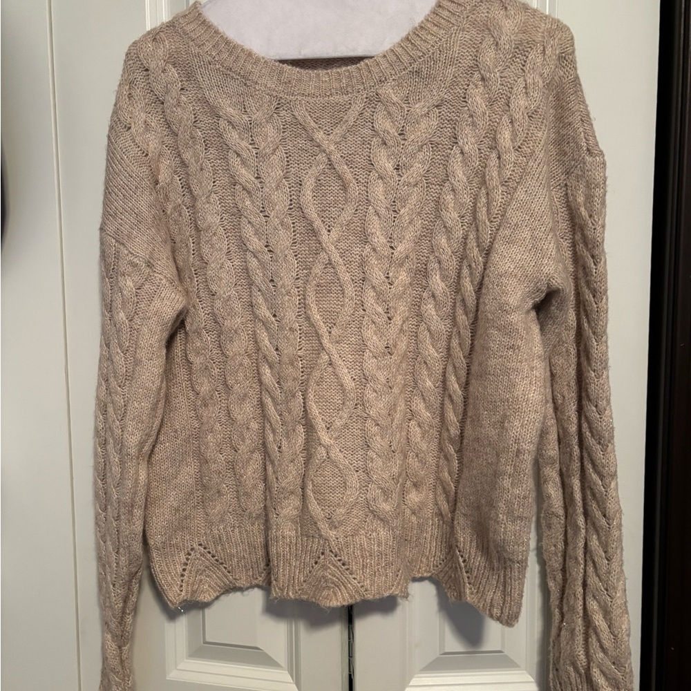 Lucky Brand Cable Knit Sweater in Light Beige